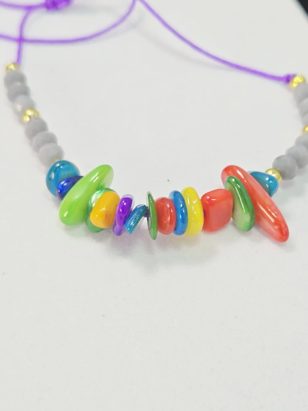 Rainbow Chip Bracelet Colorful Boho Adjustable Bracelet Festival Y2K Jewelry